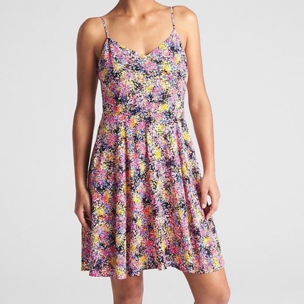 GAP Fit and Flare Floral Print Spaghetti Strap Soft Flowy Sundress - Multi - Picture 1 of 7